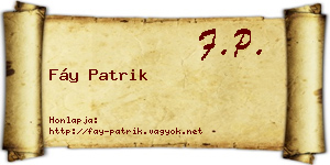 Fáy Patrik névjegykártya